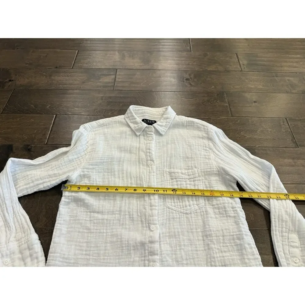 J Crew Garcon Classic Fit Womens White Button Up Long Sleeve Linen Shirt Size 4